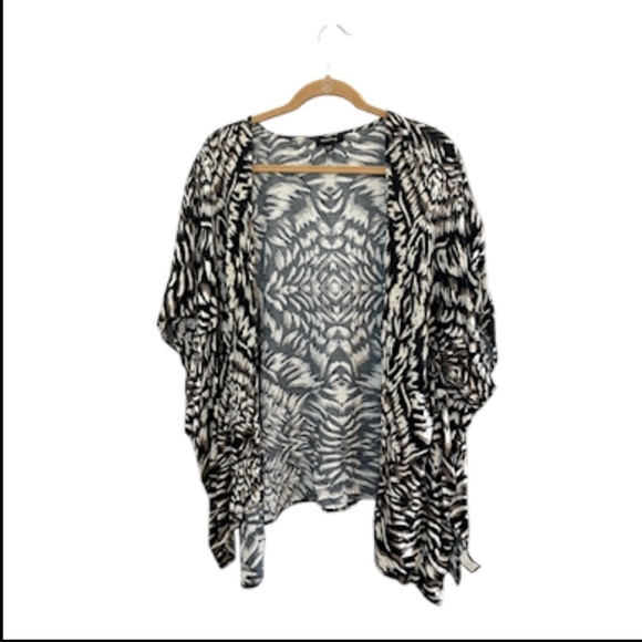 Torrid Animal Print Sheer Top 12 Brown Kimono Euro Summer Preppy Classic Retro - Picture 1 of 12